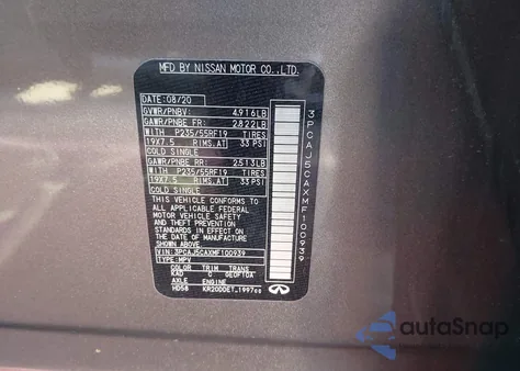 2021 Infiniti Qx50 Essential z USA, uszkodzony, nr VIN 3PCAJ5CAXMF100939